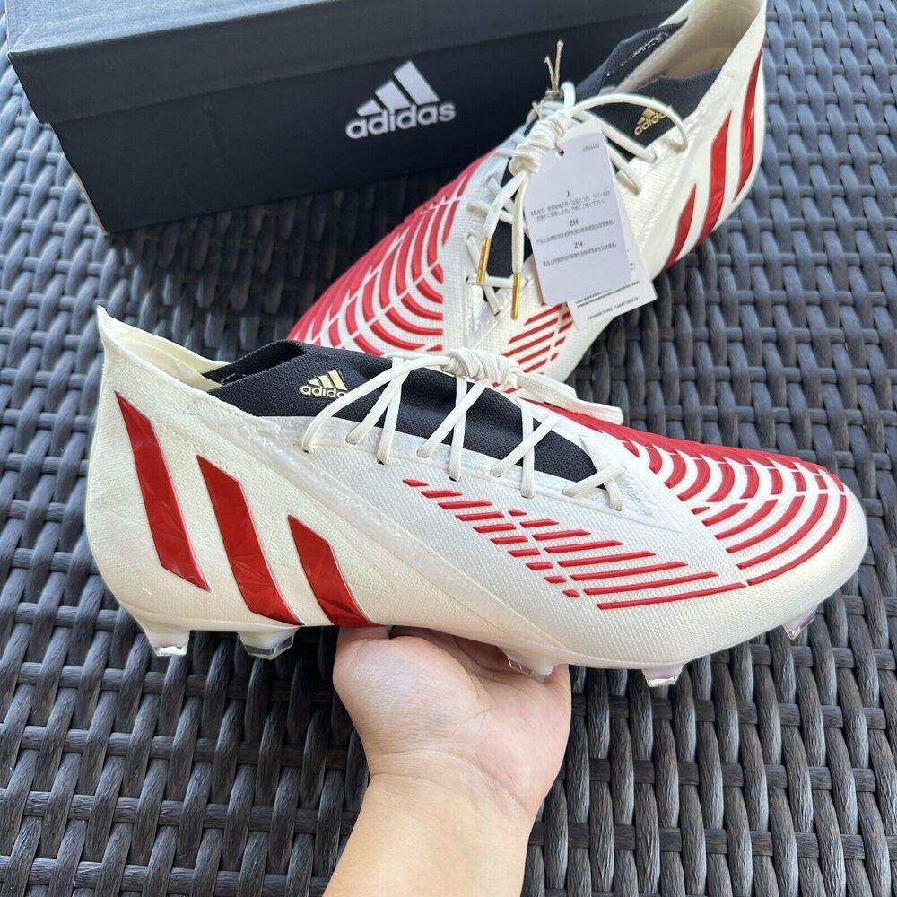 Adidas Predator Edge.1 FG Off White Vivid Red Men's Soccer Cleats H02933 Size 12 - Picture 10 of 15